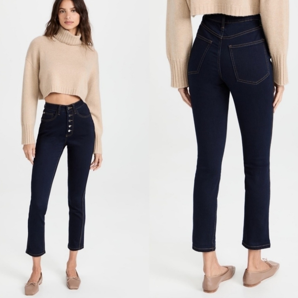 WeWoreWhat Size 27 Dark Wash Button Fly High Rise Danielle Jeans